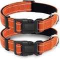 2 Pack Reflective Dog Collar with Safety Locking Buckle, Adjustable Soft Breathable Comfortable Nylon Pet Collar for Small, Medium and Large Dogs, Orange, XS