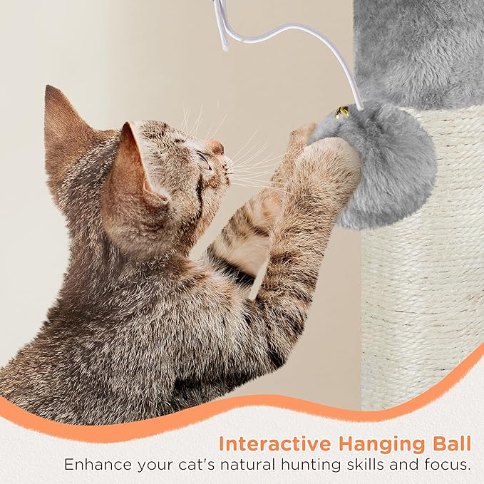 Yaheetech 57in Multi-Level Cat Tree Tower with Extended Platform, Padded Perch, Scratching Posts, and Ball — Indoor Activity Center for Large Cats