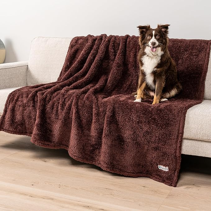 PetAmi Dog Blanket for Large Dogs, Brown Fluffy Soft Sherpa Fleece for Puppies and Kittens, Calming Pet Throw for Bed, Washable Sofa Couch Cover, X-Large 60x80