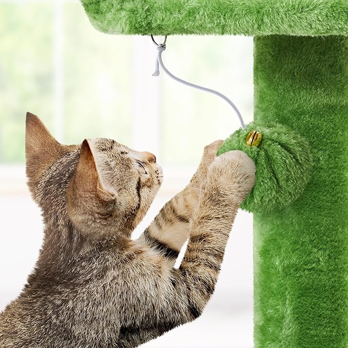 Yaheetech 62in Cat Tree Cat Tower for Indoor Kittens, Pet Furniture w/Double Condo, Scratching Posts, Multiple Platforms and Balls for Kitty, Green