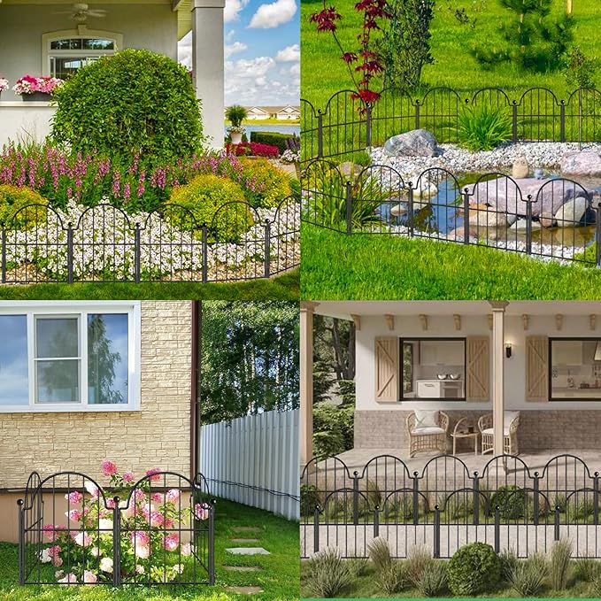 Garden Fence, 17 in(H) x 21 ft(L) Arched Rustproof Metal No Dig Fence Garden Fence Border, Ground Stake Animal Barrier Fence for Rabbit Dog, Outdoor Landscape Decor for Yard & Patio,19 Pack