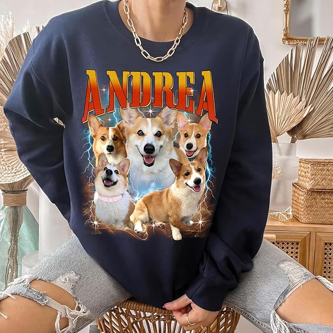 H-DEWALL Custom Shirts Custom Bootleg Rap Shirt for Him Custom Face Shirt with Photo Pet Custom Tees Gift for Dog Cat Lover