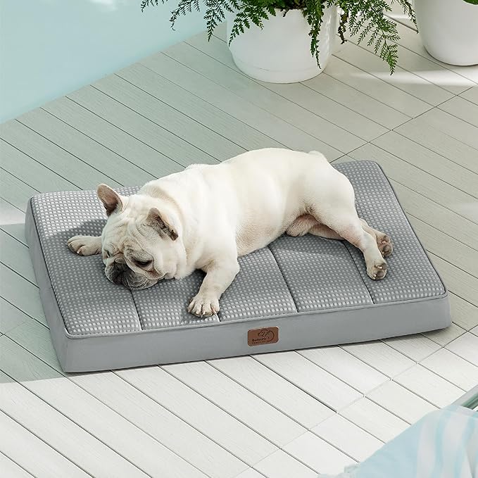 Bedsure Cooling Dog Bed for Medium Dogs - Comfy Flat Puppy Beds with Removable Washable Cover, Orthopedic Egg Crate Foam Pet Mat, Suitable for Pet Up to 30 lbs