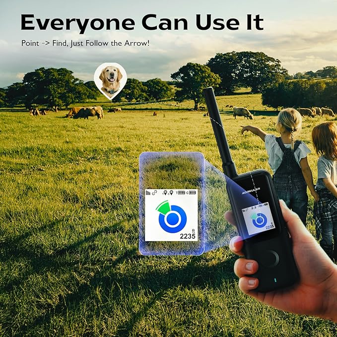 Aorkuler GPS Dog Tracker – Track Your Dog Up to 3.5 Miles Without Phone or Cell Signal | No App, No Monthly Fees | Ideal for Hiking, Rural & Remote Areas (Tracker 2)
