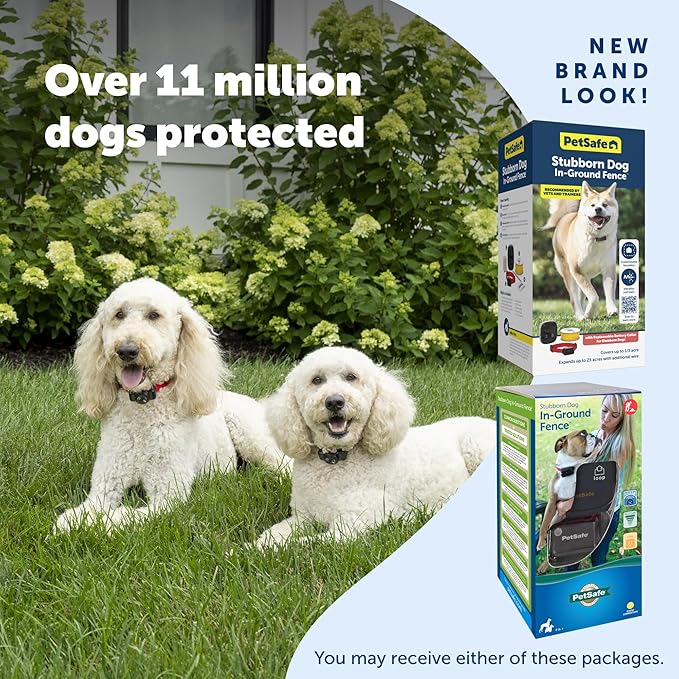PetSafe Stubborn Dog In-Ground Fence - Invisible Pet Containment Kit - Covers Up to 1/3 Acre with 500 ft of 20 Gauge Wire - for Dogs Older Than 6 Months Weighing 8lb+