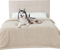 Bedsure Waterproof Dog Blankets for Bed - Pet Blanket for Bed Couch Protector Washable, Jacquard Coral Fleece Cat Throw Blanket, Soft Plush Reversible Furniture Protection, King, 86x108, Cream