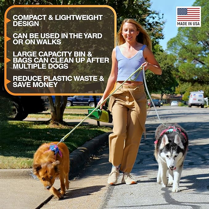 Neater Pet Brands Lift N’ Bag 2.0 Dog Pooper Scooper with Bag Attachment for Small to Large Dogs, New & Improved Design, 60 Refill Bags, Heavy Duty Dog Poop Scooper for Yard & Walks, One-Hand Use