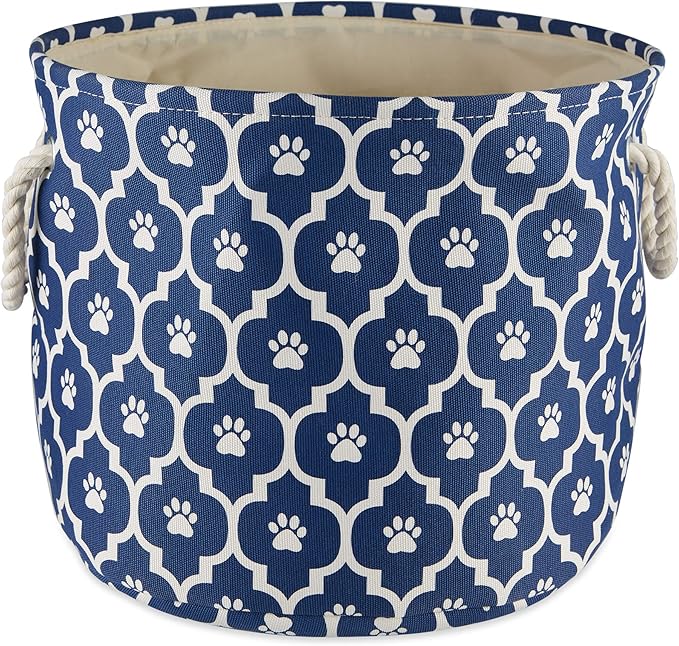 Bone Dry 6192 Pet Storage Collection Lattice Paw Print, Medium Round, Nautical Blue