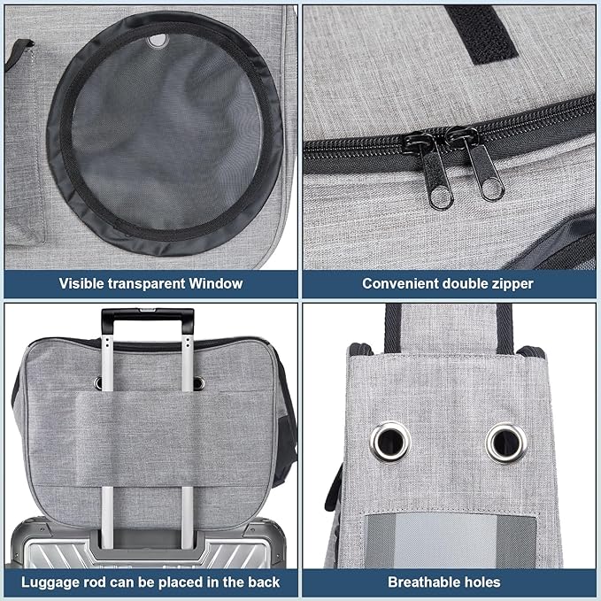 OWNPETS Pet Sling Carrier, Pet Airline Carrier Travel Bag, Fit 10~13lb Small Dogs, Comfortable, Adjustable, Perfect for Airline, Travelling, Daily Walk, Outdoor Activity and Weekend Adventure