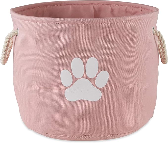 Bone Dry Pet Storage Collection Collapsible Bin, Rose, Medium Round
