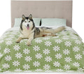 LE SURE Waterproof Dog Blanket for Large Dogs - Washable Double Sided Dog Blankets with Warm Jacquard Shag and Soft Sherpa Fleece, Pet Cat Blanket for King Bed Protection, 3D Textured Flower, Green