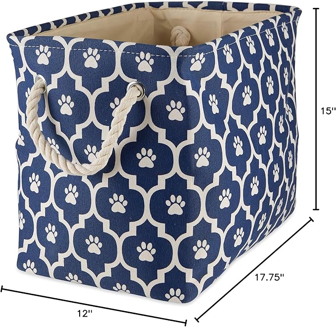 Bone Dry Pet Storage Collection Lattice Paw Print, Nautical Blue, Large Rectangle