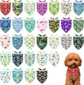 30 Pcs Dinosaurs Dog Bandanas for Small Dogs Stitch Dog Bandana Bulk Reversible Print One Side Polyester Puppy Scarves Party Grooming S