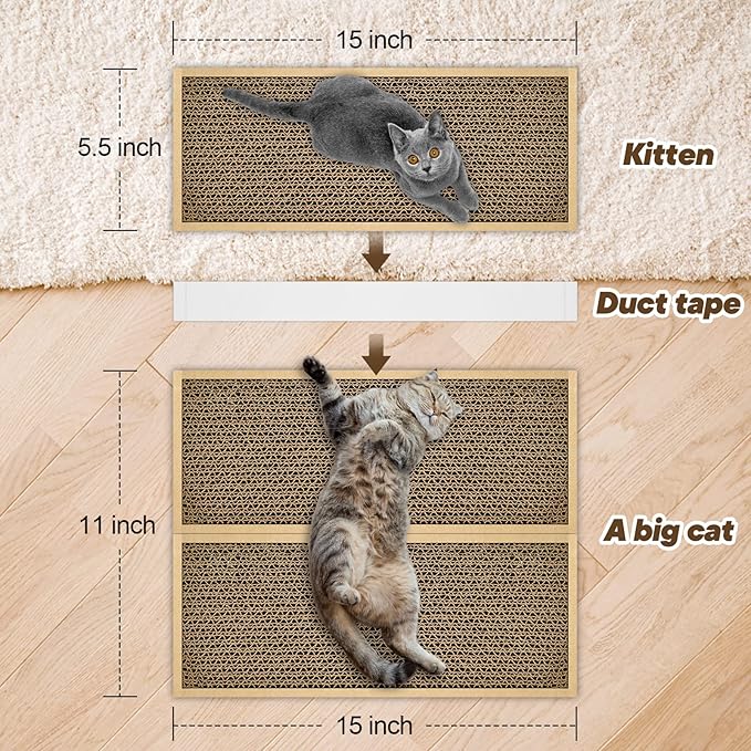 HappyFreeSX Splicing Cat Scratch Pad: Cat Scratchers for Indoor Cats and Kitten, 2 Pack Cat Scratching Pad, Cat Scratcher Cardboard, Cat Scratching Pad, Premium Scratch from Cats, Double-Sided Design
