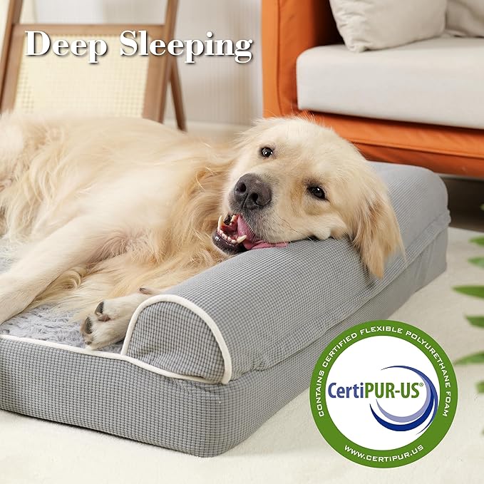 Orthopedic Dog Beds for Large Dogs,Waterproof Lined Egg Crate Foam Pet Bed Mat with Removable and Washable Cover and Non Slip Bottom,Dog Sofa Bed