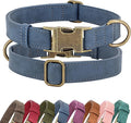 Didog Soft Leather Dog Collar, Durable Heavy Duty Dog Collars with Quick Release Metal Buckle, Adjustable Dog Collar Leather for Medium Small Dogs, Blue, M