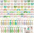 Reginary 100 Pieces Dog Bow Tie Collar Set Include 40 Dog Neckties, and 30 Puppy Bowties, 30 Collar Flowers, Adjustable Pet Ties Grooming for Small Medium Cats Pets Supply(Floral)