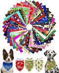 PET SHOW 50 Pack Christmas Big Dog Bandanas Bulk XL Washable Happy New Year Triangle Bibs for Medium Large Dogs Girl Boy Xmas Kerchief Set Pet Scarves Holiday Grooming Accessories