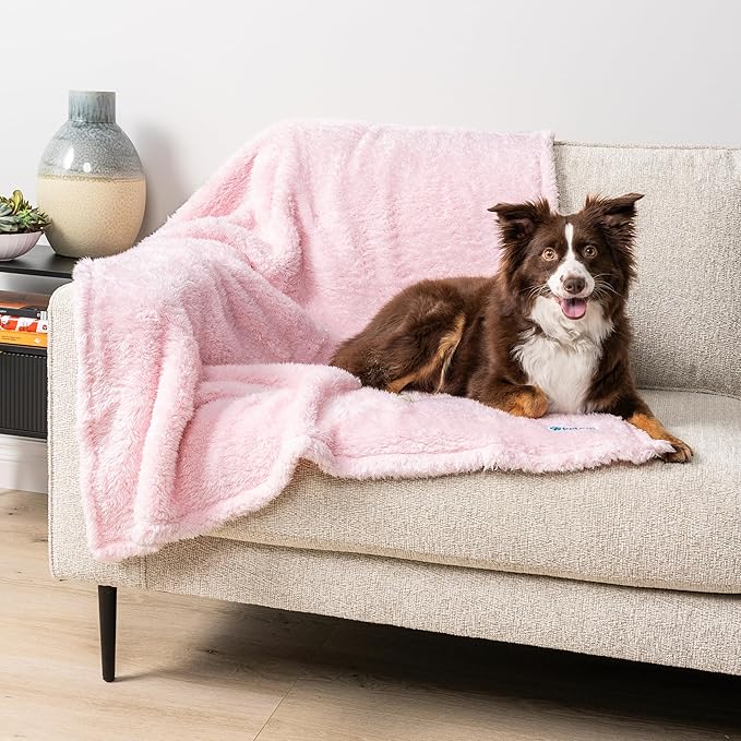 PetAmi Dog Blanket for Large Medium Dogs Pink, Fluffy Soft Puppy Blanket, Sherpa Fleece Cat Blanket for Kitten Doggie, Calming Pet Blanket Throw for Bed Washable Sofa Couch Cover, Large 40x60