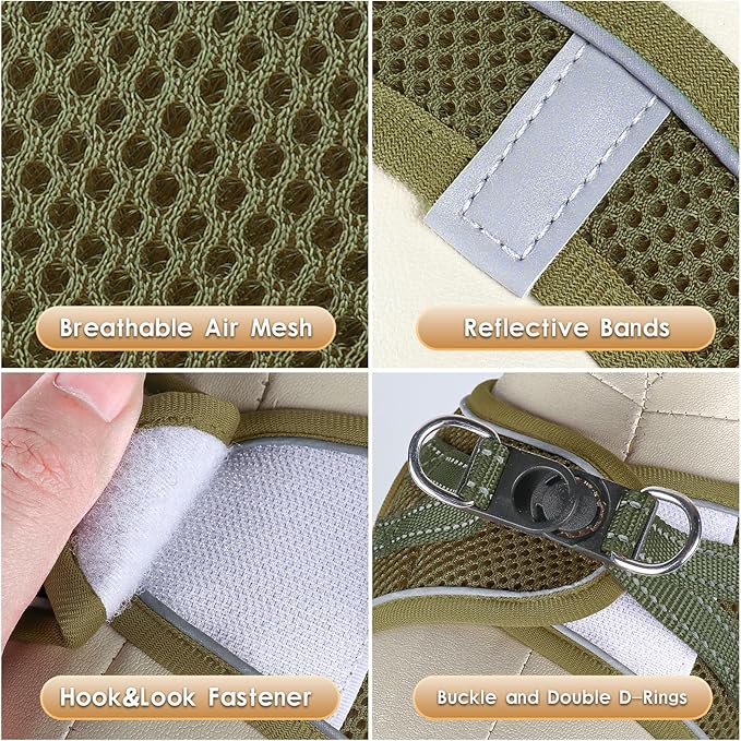 YIMEIS Dog Harness and Leash Set, No Pull Soft Mesh Pet Harness, Reflective Adjustable Puppy Vest for Small Medium Large Dogs, Cats (Army Green, Small (Pack of 1)