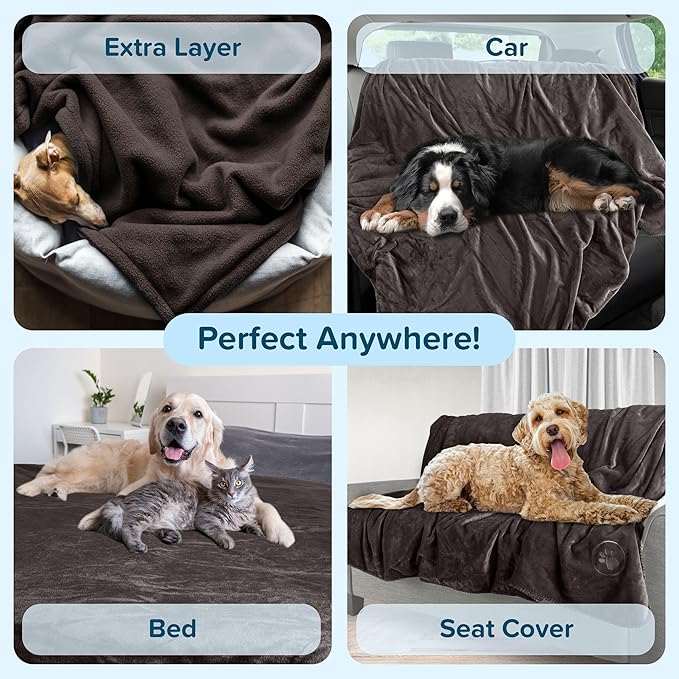 PETMAKER Dog Blanket - 60x80in Reversible Sherpa Blanket - Throw Blankets for Bed, Couch, or Car - Machine Washable Puppy Essentials (Charcoal)