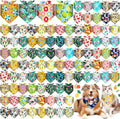 Reginary 120 Packs Dog Bandanas Bulk Dog Scarf Adjustable Holiday Pet Scarf Washable Scarves Triangle Drool Bibs for Cat Pet Costume Supply(Summer Series)