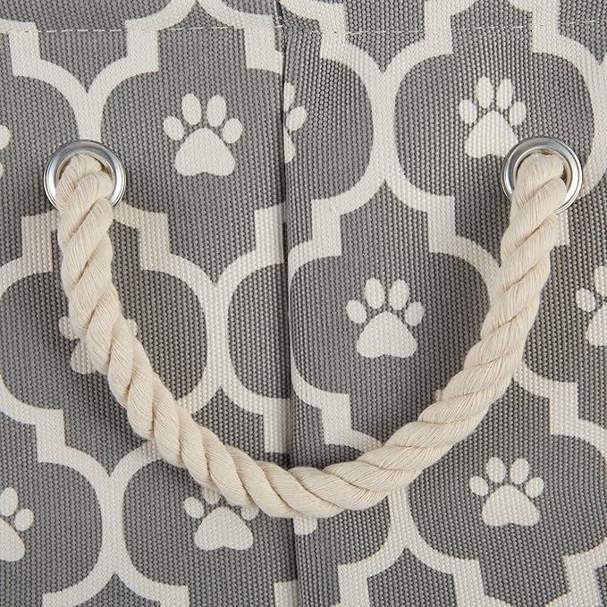Bone Dry Pet Storage Collection Lattice Paw Print, Gray, Medium Round