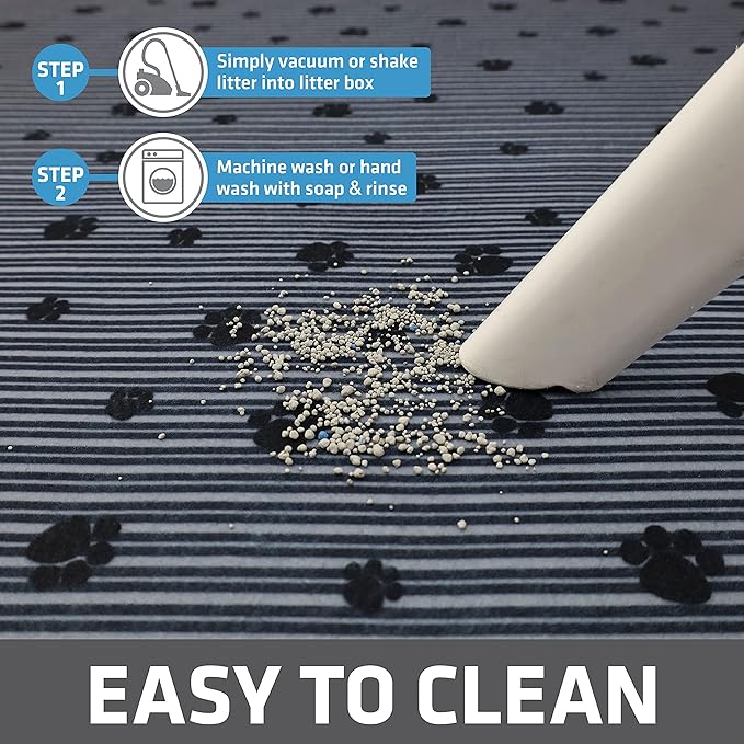 Drymate Cat Litter Box Mat, Litter Trapping Mat, Waterproof, Urine-Proof, Absorbent, Machine Washable, Soft on Paws, Contains Mess, Protects Floors, Kitten Supplies, Dark Grey, 28x36 XL