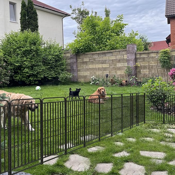 Heavy Duty Dog Playpen: 24 Steel Panels 47" Height, Square Steel Pipe with Reinforced Crossbars, 54FT 227 Sq.ft Portable Fence for Yard RV Camping, Snowy Black