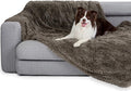 gogobunny Waterproof Dog Blanket for Couch & Furniture Protection - Super Soft Reversible Throw for Large Dogs & Cats, Calming Washable Fur & Sherpa Pet Blanket (50x60 Inch, Stone)
