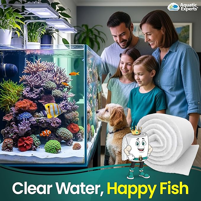 Aquatic Experts Aquarium Filter Floss for Fish Tank Filters - FilterFirst Aquarium Filter Pad - Media Roll for Crystal Clear Water, 3/4" - 1" Thick (12 Inch Wide, 12 Feet Long)
