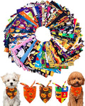 PET SHOW 50 Pack Halloween Small Dog Bandanas Bulk XS Washable Puppy Girl Boy Triangle Bibs Ghost Pumpkin Kerchief Set Cats Scarves Pet Holiday Grooming Accessories