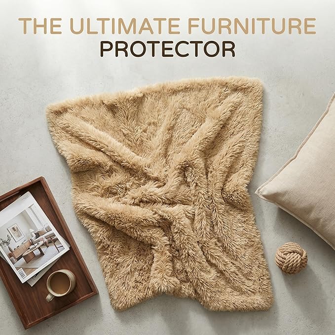 PJYuCien Dog Blankets for Small Dogs Washable - Fluffy Fuzzy Cat Blanket for Couch, Puppy Throw for Furniture with Polyester Fleece, Super Soft Plush for Pet Kitten Doggy, Brown, 24" x 32"