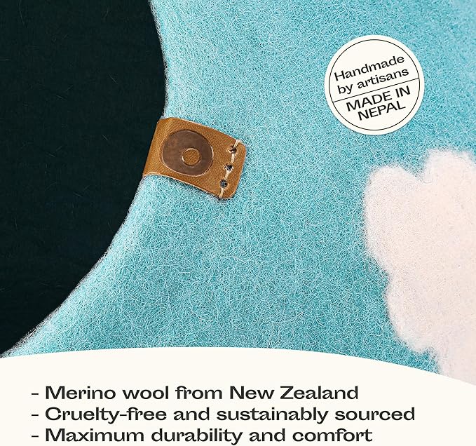 MEOWFIA Cat Cave – Premium Felt Cat Bed for Indoor Cats, Handmade Merino Wool (Cloud Nap Blue, Medium)