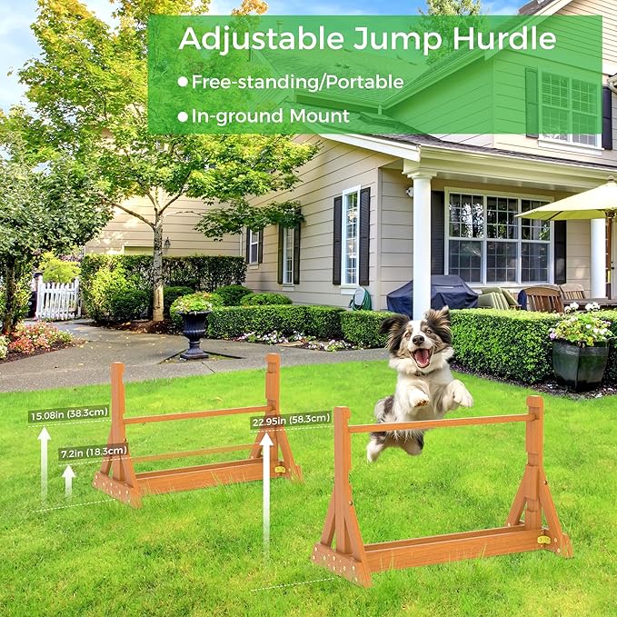 Dog Agility Set, Wooden Dog Agility Jumps & Dog Hurdles,Dog Agility Equipment, Dog Agility Course,Dog Agility Course Backyard Set,Obstacle Course for Dogs,Dog Hurdles Training Equipment