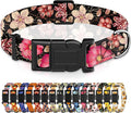 Dog Collar for Boys Girls, Flower Puppy Collar for Small Medium Large Dogs, Adjustable Soft Floral Pattern Pet Collar with Safety Buckle for Male Females(Red Floral,XS)