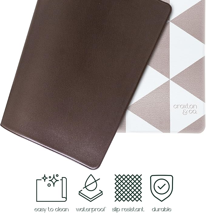 CROXTON & CO. Non-Slip Faux Leather Pet Feeding Mat for Dog Bowls | Large Bowl Mat for Food and Water | Durable, Easy-to-Clean Pet Food Mat for Floors | Size: 16.5"x28"