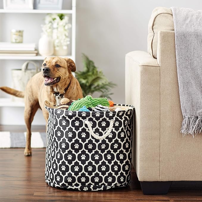 Bone Dry 6192 Pet Storage Collection Lattice Paw Print, Large Round, Black