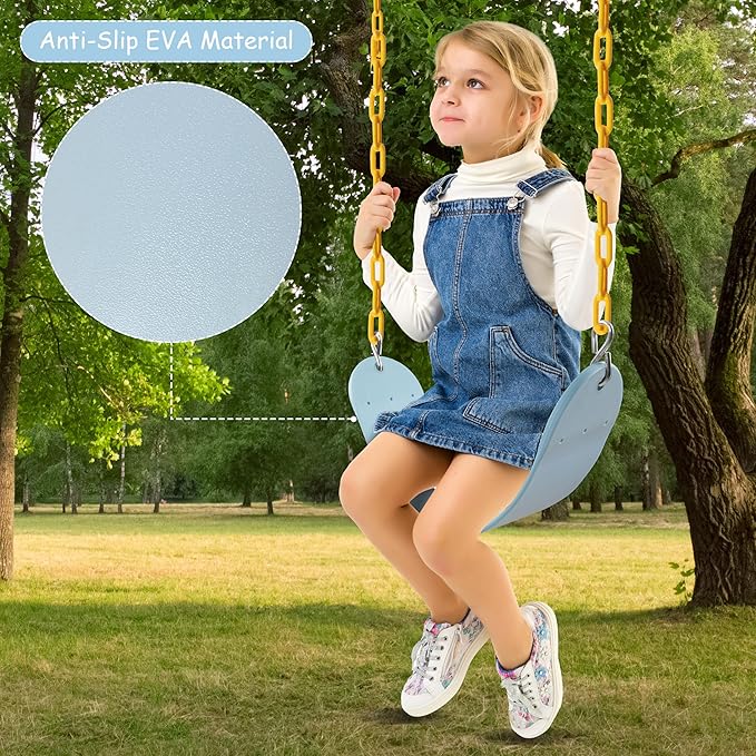 Sunnyglade 2PCS Swings Seats Heavy Duty with 66" Chain, Playground Swing Set Accessories Replacement with Snap Hooks, Support 250lb (2, Pastel Blue)