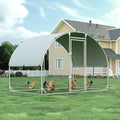 4ever2buy Large Metal Chicken Coop with Run Walk-in Poultry Cage Chicken Runs House Pen Cage Dome Roofed Chicken Coops with Anti-Ultraviolet Cover for Outdoor Yard Farm Use 9.5'W x 6.45'L x 6.3'H