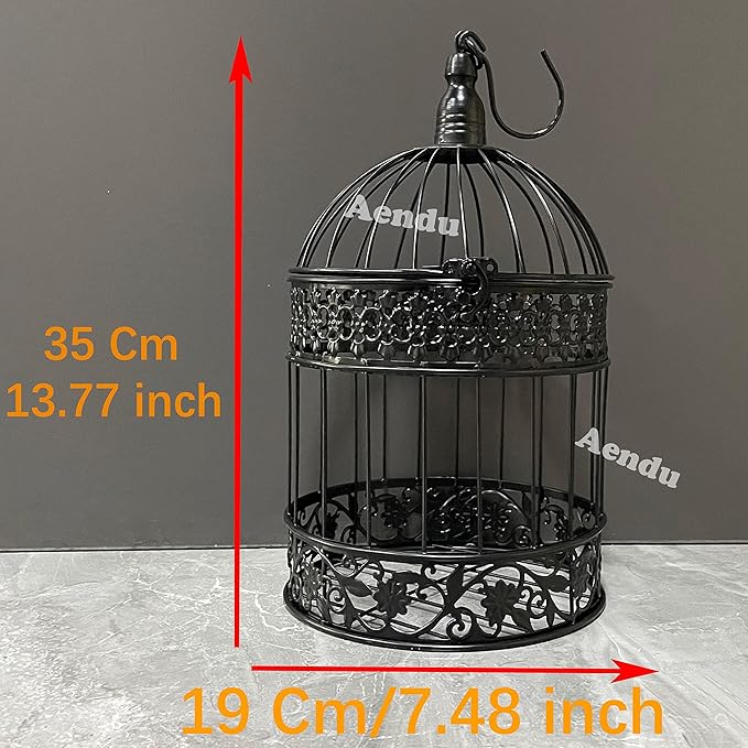 Iron Bird Cage for Wedding Decor and Flower Cage Decor Perfect Props for Hanging Flower Frames Indoor and Outdoor Decoration at Wedding Parties (Black)
