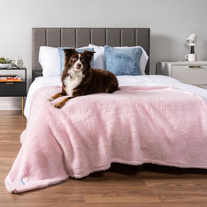 PetAmi Dog Blanket for Large Medium Dogs Pink, Fluffy Soft Puppy Blanket, Sherpa Fleece Cat Blanket for Kitten Doggie, Calming Pet Blanket Throw for Bed Washable Sofa Couch Cover, Large 40x60