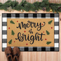 Tinideya 2 Pcs Door Mat Welcome Non Slip Coir Mats Floor Layering Doormats Seasonal for Front Porch Entryway Decor(Rustic Christmas)