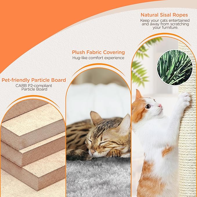 Yaheetech 57in Multi-Level Cat Tree Tower with Extended Platform, Padded Perch, Scratching Posts, and Ball — Indoor Activity Center for Large Cats