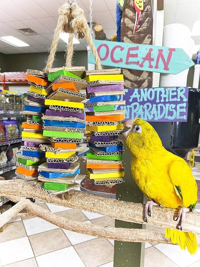 Birds LOVE Chew-Tastic Triple Tower of Shredded Fun Medium Bird Toy for African Grey Conures Sun Conures Caiques Senegals Small Cockatoos Quakers and Similar Small to Medium Sized Birds