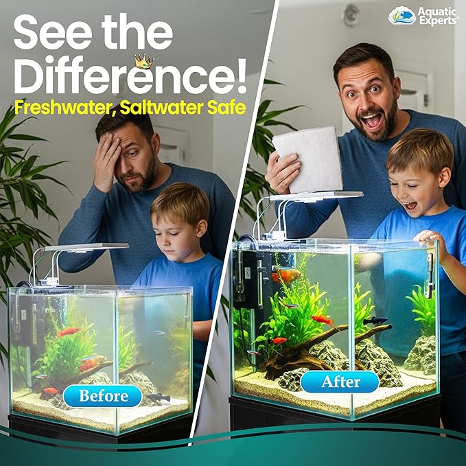 Aquatic Experts Aquarium Filter Floss for Fish Tank Filters - FilterFirst Aquarium Filter Pad - Media Roll for Crystal Clear Water, 3/4" - 1" Thick (12 Inch Wide, 12 Inch Long - 5 Pack)