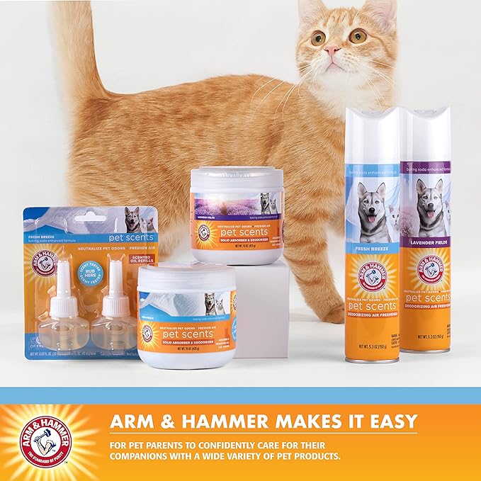 Arm & Hammer Pets Cat Litter Box Deodorizer Pods, Adhesive Odor Absorbing Gel Pods with Fresh Breeze Scent for Litter Pan Area, Easy Stick On Cat Box Freshener, 2 Pcs/Pack