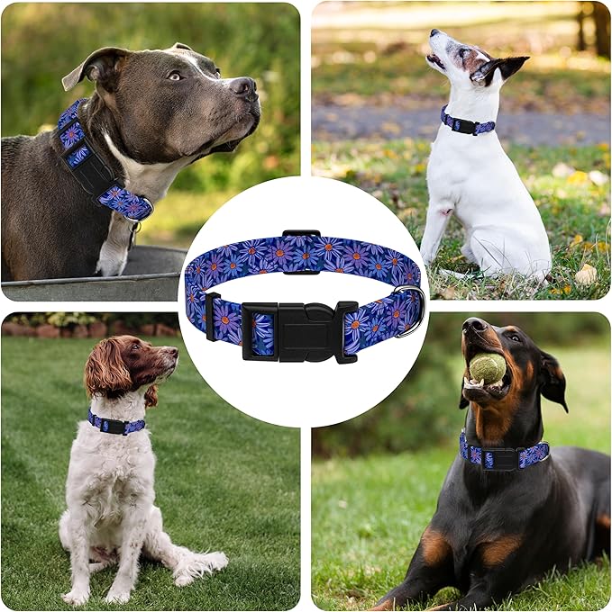Dog Collar, Classical Indian Spirit Boys Girls Puppy Collar for Small Medium Large Dogs, Adjustable Soft Indian Pet Collar with Safety Buckle for Male Females(Purple,S)