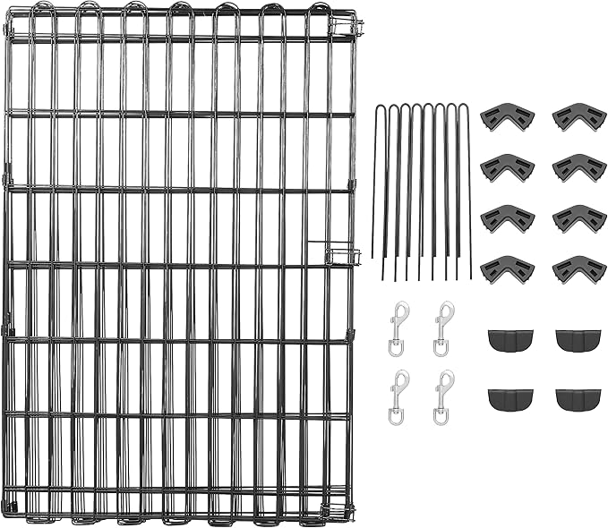 Amazon Basics Portable Foldable Octagonal Metal Exercise Dog Playpen, Indoor/Outdoor Pet Fence, No Door, 8 Panels, Medium, 60 x 60 x 36 inches, Black