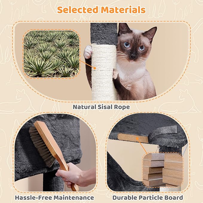 Yaheetech 73inch Cat Tree, Cat Stand Furniture with Scratching Posts Perches Hammock as Indoor Kittens Activity Center